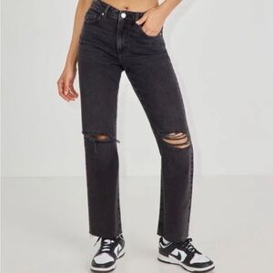 Garage Black Straight Leg Jeans